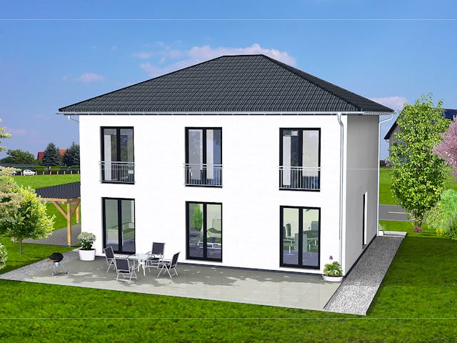 Massivhaus Villa 150 von AMB Massivhaus, Stadtvilla Außenansicht 1