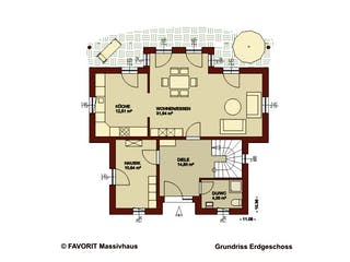 Massivhaus Ambiente 135 von FAVORIT Massivhaus Schlüsselfertig ab 370470€, Stadtvilla Grundriss 1