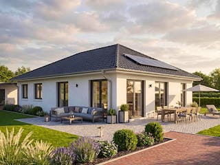 Massivhaus Bungalow 101 von AMR-Wohnbau Schlüsselfertig ab 281000€, Bungalow Außenansicht 2