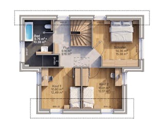 Massivhaus Pult 126 von AMR-Wohnbau Schlüsselfertig ab 317000€, Pultdachhaus Grundriss 2