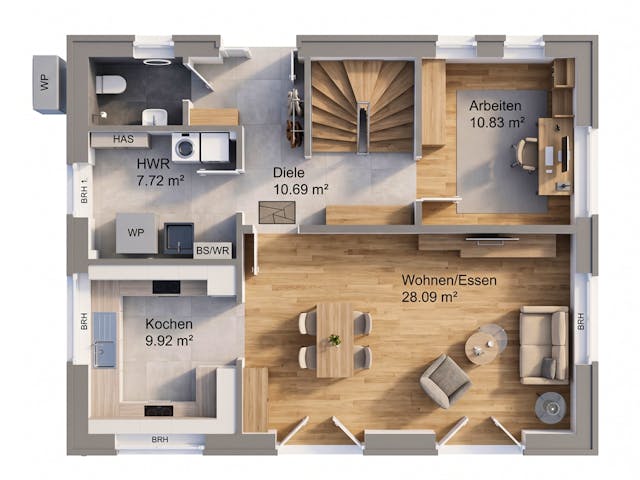 Massivhaus Satteldach 140 von AMR-Wohnbau Schlüsselfertig ab 310000€, Satteldach-Klassiker Grundriss 1