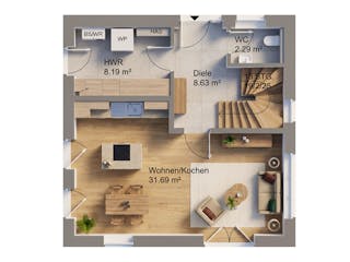 Massivhaus Stadtvilla 101 von AMR-Wohnbau Schlüsselfertig ab 297000€, Stadtvilla Grundriss 1