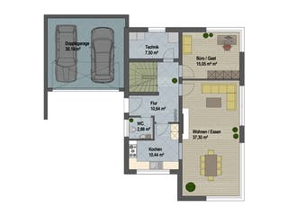 Massivhaus Atlanta von ARGISOL-Bausysteme Bausatzhaus ab 68400€, Cubushaus Grundriss 1
