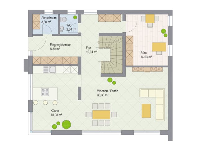 Massivhaus Boston von ARGISOL-Bausysteme Bausatzhaus ab 58390€, Cubushaus Grundriss 1
