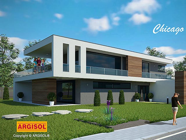 Massivhaus Chicago von ARGISOL-Bausysteme Bausatzhaus ab 89710€, Cubushaus Außenansicht 1