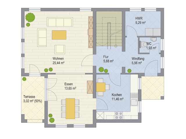 Massivhaus City von ARGISOL-Bausysteme Bausatzhaus ab 44690€, Pultdachhaus Grundriss 1