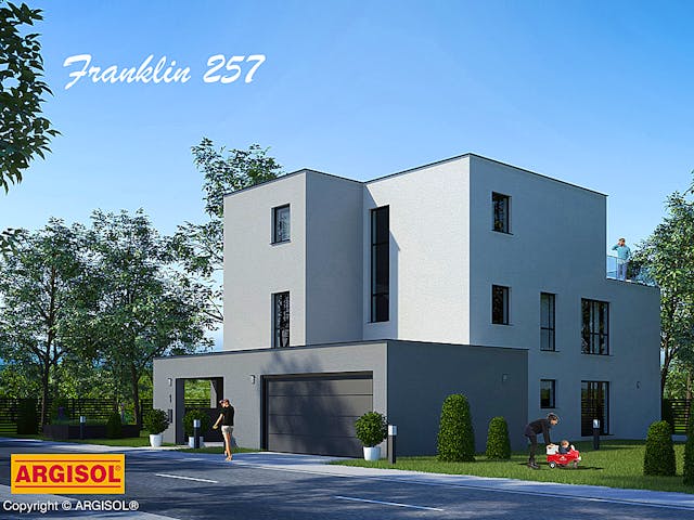 Massivhaus Franklin von ARGISOL-Bausysteme Bausatzhaus ab 91470€, Cubushaus Außenansicht 1