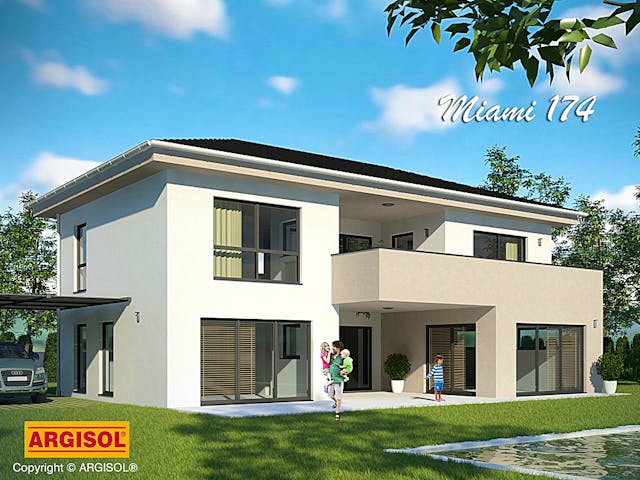 Massivhaus Miami von ARGISOL-Bausysteme Bausatzhaus ab 55880€, Stadtvilla Außenansicht 1 Massivhaus Miami von ARGISOL-Bausysteme Bausatzhaus ab 55880€, Stadtvilla Außenansicht 1