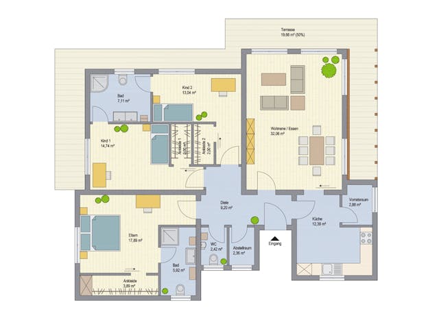 Massivhaus Montreal I von ARGISOL-Bausysteme Bausatzhaus ab 41790€, Bungalow Grundriss 1