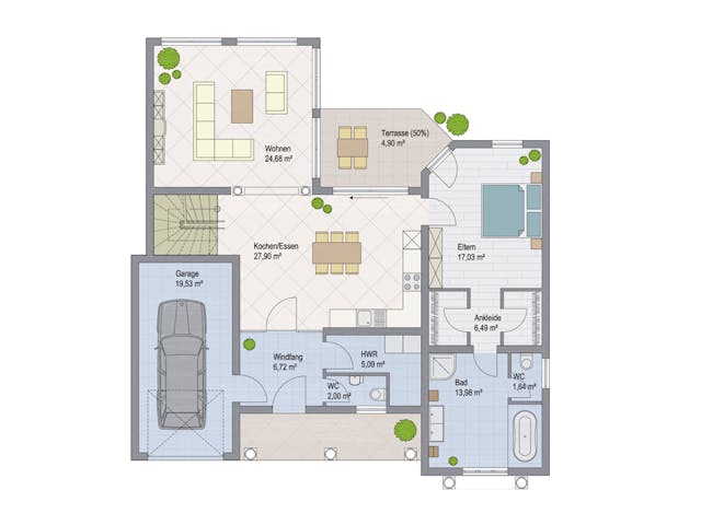 Massivhaus Villa Roma III von ARGISOL-Bausysteme Bausatzhaus ab 61040€, Stadtvilla Grundriss 1