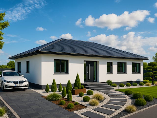 Massivhaus Bungalow 139 von ASL Wohnungsbau Schlüsselfertig ab 327886€, Bungalow Außenansicht 1