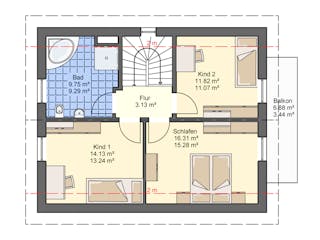 Massivhaus Satteldach 114 von ASL Wohnungsbau, Satteldach-Klassiker Grundriss 2