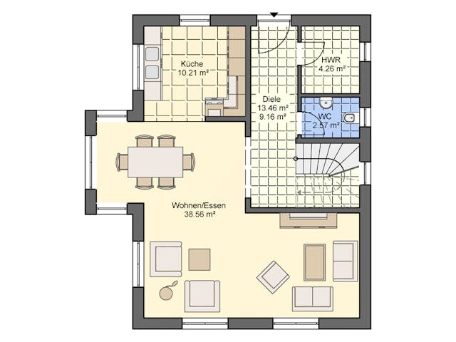 Massivhaus Satteldach 132 von ASL Wohnungsbau Schlüsselfertig ab 324656€, Satteldach-Klassiker Grundriss 1