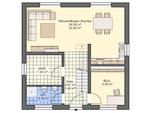 Massivhaus Stadtvilla 123 von ASL Wohnungsbau Schlüsselfertig ab 310298€, Stadtvilla Grundriss 1