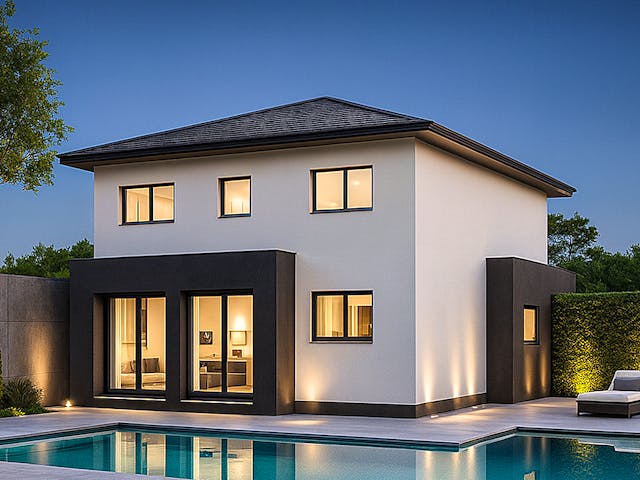 Massivhaus Stadtvilla 143 von ASL Wohnungsbau Schlüsselfertig ab 341268€, Stadtvilla Außenansicht 1