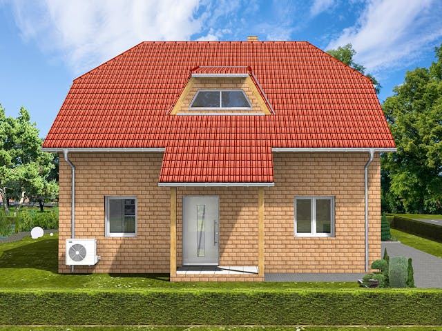 Massivhaus Dorina von AVOS Hausbau Schlüsselfertig ab 343150€, Satteldach-Klassiker Außenansicht 1 Massivhaus Dorina von AVOS Hausbau Schlüsselfertig ab 343150€, Satteldach-Klassiker Außenansicht 1