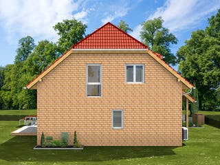 Massivhaus Dorina von AVOS Hausbau Schlüsselfertig ab 343150€, Satteldach-Klassiker Außenansicht 4