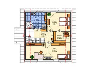 Massivhaus Dorina von AVOS Hausbau Schlüsselfertig ab 343150€, Satteldach-Klassiker Grundriss 2