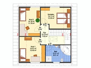 Massivhaus Gina von AVOS Hausbau Schlüsselfertig ab 313600€, Satteldach-Klassiker Grundriss 2