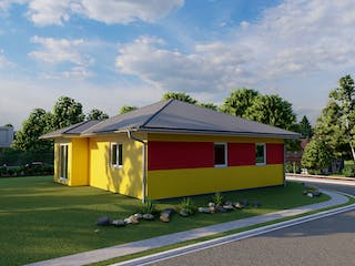 Massivhaus Ginkgo von AVOS Hausbau Schlüsselfertig ab 225000€, Bungalow Außenansicht 2
