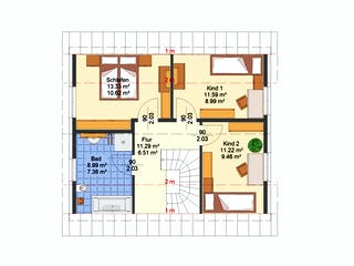 Massivhaus Kern von AVOS Hausbau Schlüsselfertig ab 279950€, Satteldach-Klassiker Grundriss 2