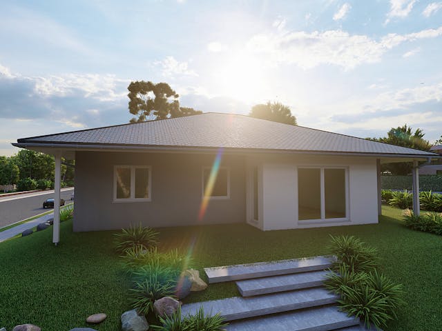 Massivhaus Klatschmohn von AVOS Hausbau Schlüsselfertig ab 318500€, Bungalow Außenansicht 1 Massivhaus Klatschmohn von AVOS Hausbau Schlüsselfertig ab 318500€, Bungalow Außenansicht 1