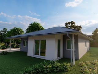 Massivhaus Klatschmohn von AVOS Hausbau Schlüsselfertig ab 318500€, Bungalow Außenansicht 2