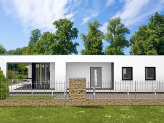 Massivhaus Marie von AVOS Hausbau Schlüsselfertig ab 297500€, Bungalow Außenansicht 2