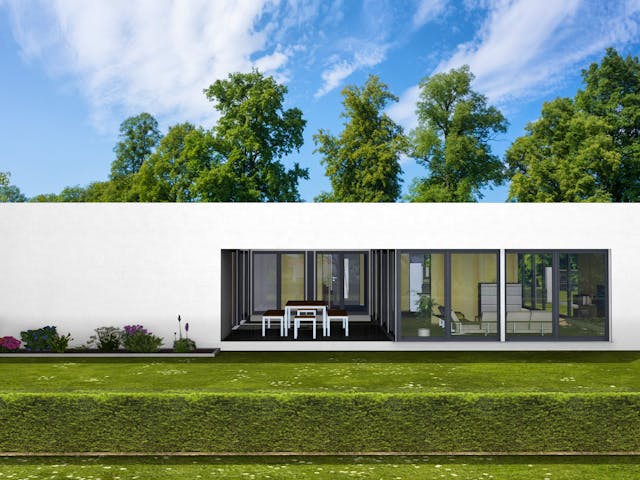 Massivhaus Marienblüte von AVOS Hausbau Schlüsselfertig ab 374850€, Bungalow Außenansicht 1