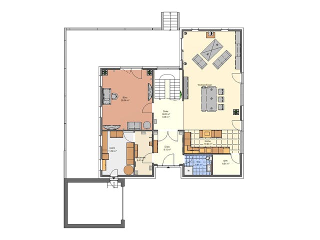 Massivhaus Weidenröschen von AVOS Hausbau Schlüsselfertig ab 789000€, Cubushaus Grundriss 1
