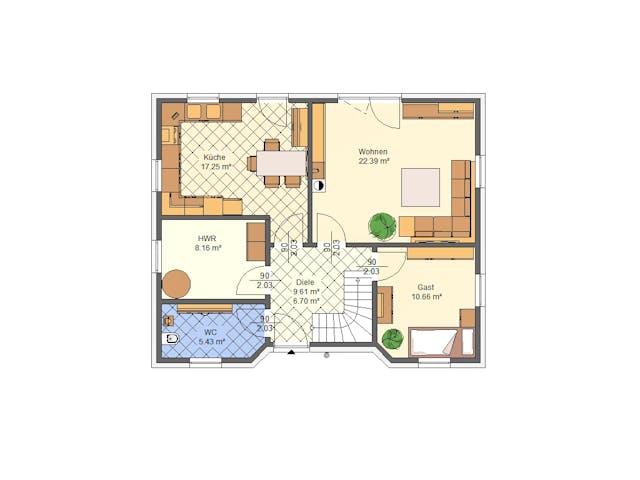 Massivhaus Wenke von AVOS Hausbau Schlüsselfertig ab 455500€, Satteldach-Klassiker Grundriss 1