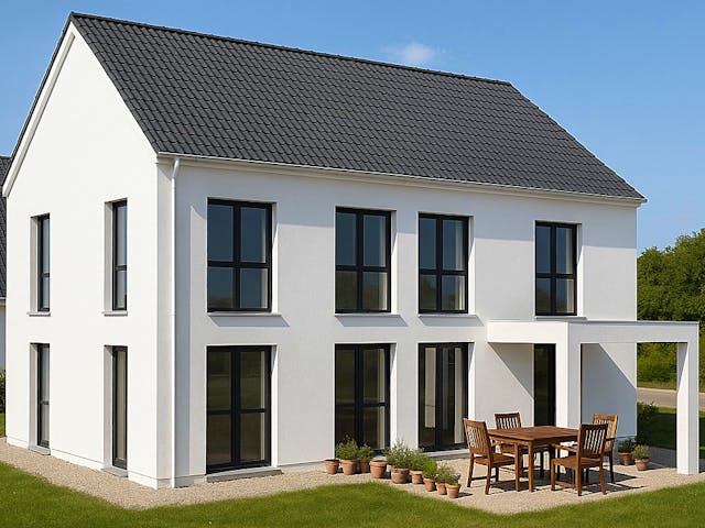 Massivhaus Braunschweig von Aye-Bau Schlüsselfertig ab 355700€, Satteldach-Klassiker Außenansicht 1