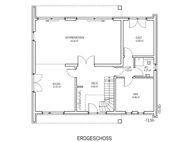Massivhaus Wannsee von Aye-Bau Schlüsselfertig ab 522200€, Stadtvilla Grundriss 1
