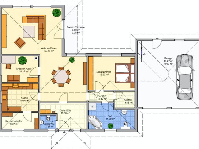 Fertighaus Pli von Fingerhut Haus Schlüsselfertig ab 403661€, Bungalow Grundriss 1