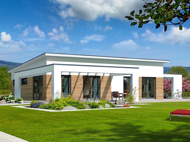 Fertighaus Vespero von Fingerhut Haus Schlüsselfertig ab 360536€, Pultdachhaus Außenansicht 1