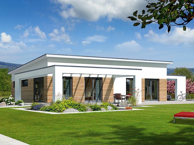 Fertighaus Vespero von Fingerhut Haus Schlüsselfertig ab 360536€, Pultdachhaus Außenansicht 1