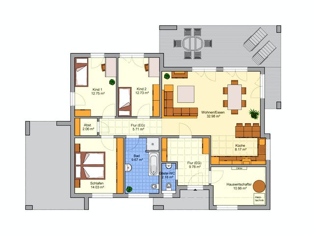 Fertighaus Karismo von Fingerhut Haus Schlüsselfertig ab 404964€, Bungalow Grundriss 1