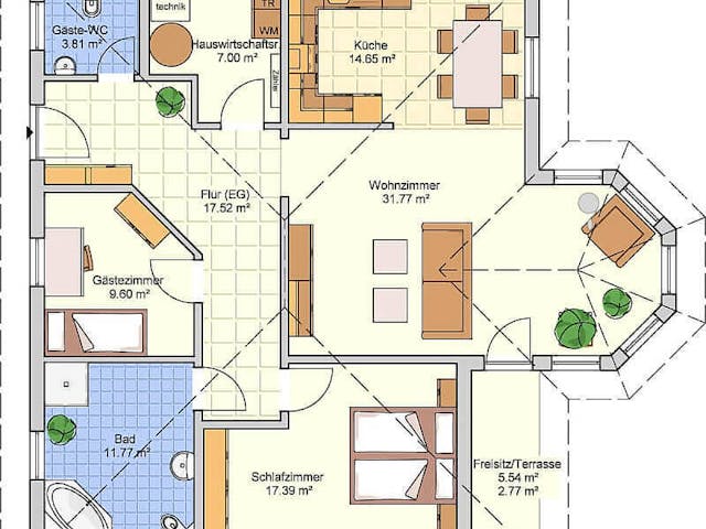 Fertighaus Libereco von Fingerhut Haus Schlüsselfertig ab 405065€, Bungalow Grundriss 1