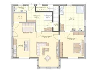 Fertighaus Bonvenon von Fingerhut Haus Schlüsselfertig ab 586030€, Satteldach-Klassiker Grundriss 1