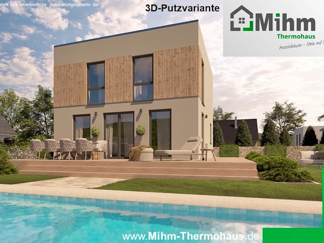 Massivhaus Idealo105FD von Mihm Thermobau, Cubushaus Außenansicht 1