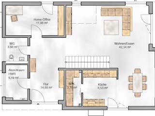 Massivhaus Einfamilienhaus Berlin von BauArt Massivbau, Cubushaus Grundriss 1