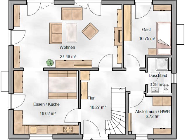 Massivhaus Stadtvilla Como von BauArt Massivbau, Stadtvilla Grundriss 1