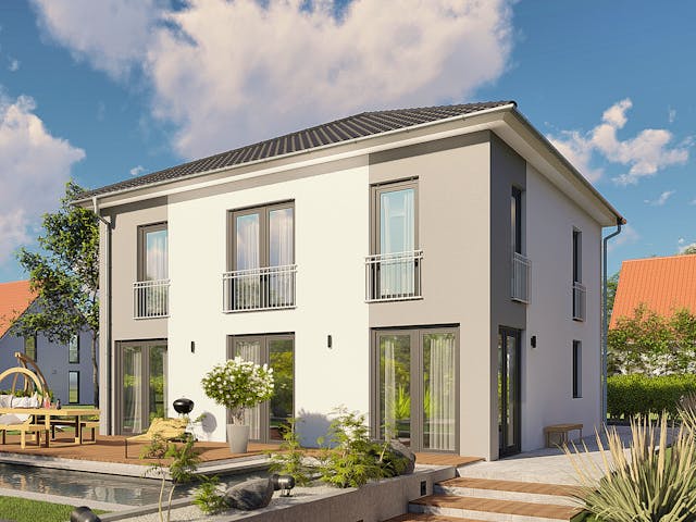 Massivhaus Stadtvilla Florenz von BauArt Massivbau, Stadtvilla Außenansicht 1