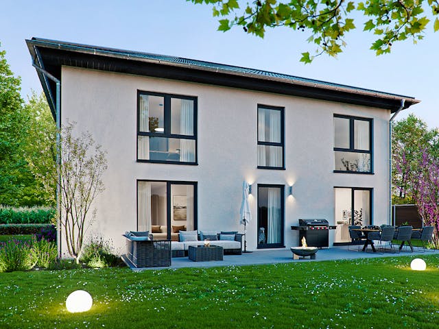 Massivhaus Zweifamilienhaus Garda von BauArt Massivbau, Stadtvilla Außenansicht 1