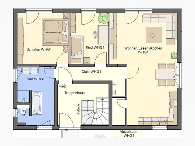 Massivhaus Zweifamilienhaus Garda von BauArt Massivbau, Stadtvilla Grundriss 1