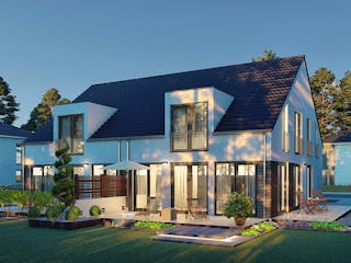 Massivhaus Doppelhaus Wien von BauArt Massivbau, Satteldach-Klassiker Außenansicht 3