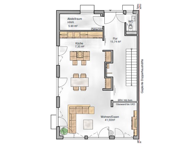 Massivhaus Doppelhaus Wien von BauArt Massivbau, Satteldach-Klassiker Grundriss 1