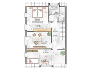 Massivhaus Doppelhaus Wien von BauArt Massivbau, Satteldach-Klassiker Grundriss 2