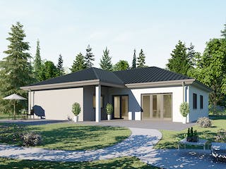 Massivhaus Bungalow BL 135 Basis von Baudirekt, Bungalow Außenansicht 1