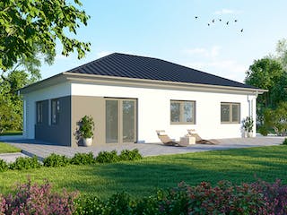Massivhaus Bungalow BL 80 Basis von Baudirekt, Bungalow Außenansicht 1